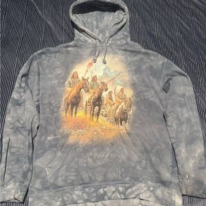 “The Mountain” Native American Tie Die Blue Hoodie Men’s Large EXTREMELY RARE